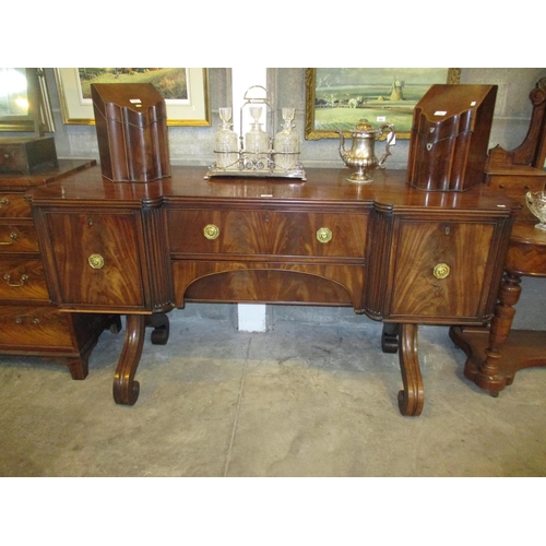 755 - Early 19th Century Mahogany Sideboard on Lyre Supports, 170cm