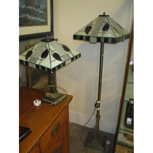 124 - Tiffany Style Standard Lamp and Table Lamp