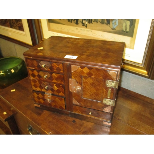 128 - Japanese Parquetry Wood Table Cabinet