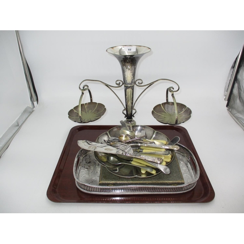 60 - Victorian Silver Plated Epergne, Other Plated Items and Cutlery