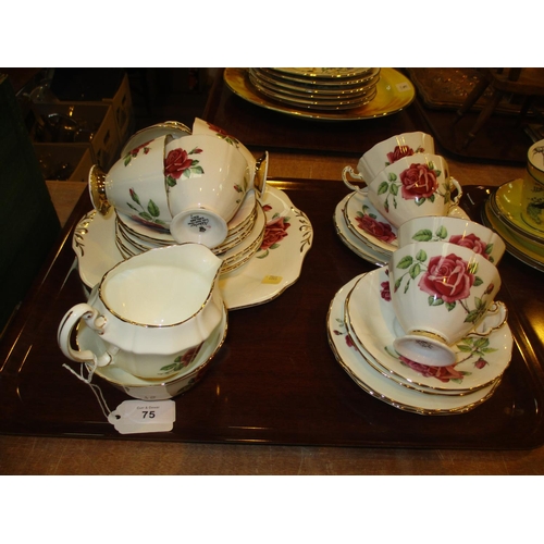 75 - Adderley Rose Printed 27 Piece Tea Set