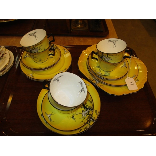 77 - Melba Bone China Crane Decorated 19 Piece Tea Set