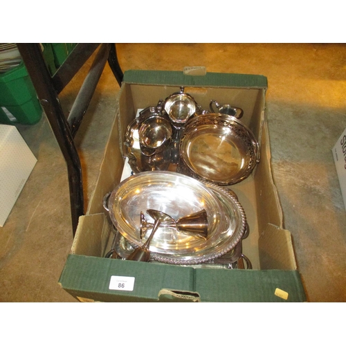 86 - Box with Silver Plated Entrée Dishes, Sauce Boats etc