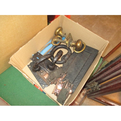 529 - Box of Antique Handles, Letter Box etc