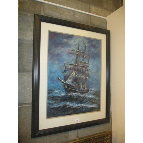 536 - E. Lange, Pastel Drawing of The RRS Discovery, 65x49cm