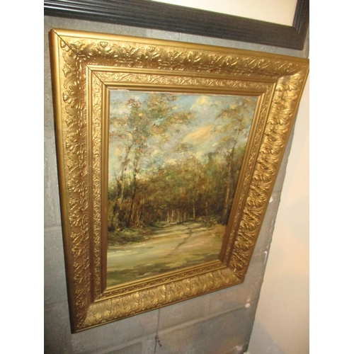 537 - George Davidson, 1920, Oil on Canvas, A Wooded Lane, 50x35cm