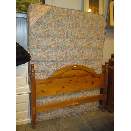 583 - Pine Double Bedstead with Mattress