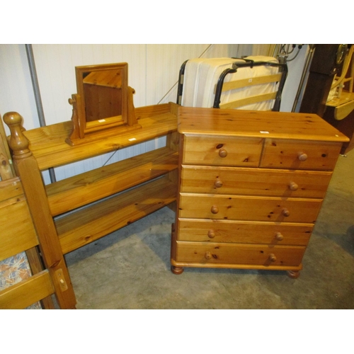 584 - Pine Chest of Drawers, Shelves and Dressing Mirror