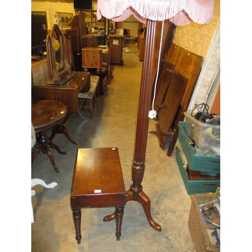 608 - Reeded Pillar Standard Lamp and a Victorian Bidet