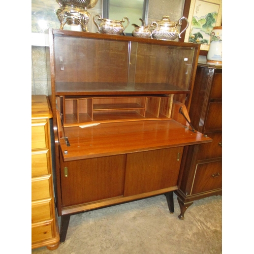 731 - 1950's Mahogany and Ebonised Bureau Cabinet, 84cm