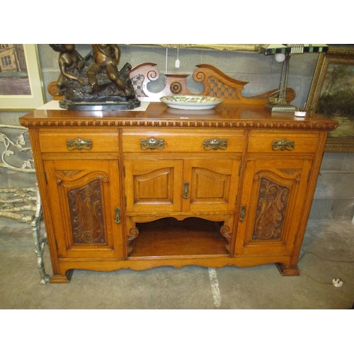 740 - Edwardian Carved Oak Sideboard, 153cm