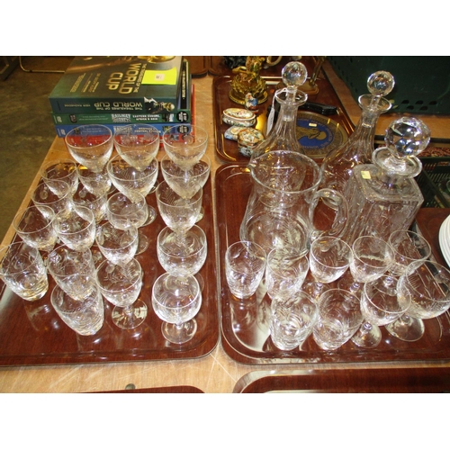 284 - Suite of Edinburgh Crystal Thistle Cut Glasswares including 3 Decanters and a Water Jug