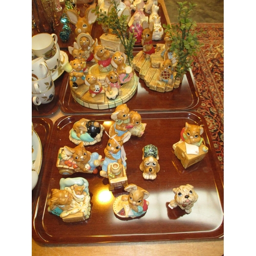 296 - Collection of Pendelfin Figures and 2 Stands