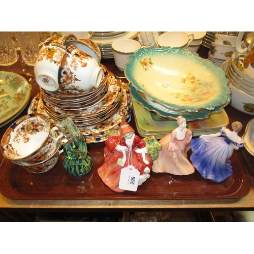 299 - Three Royal Doulton Figures, Mdina Glass Seahorse, Tea China and Dishes