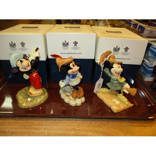 332 - Three Royal Doulton Disney Showcase Mickey Mouse Figures, MM20, MM17, MM22