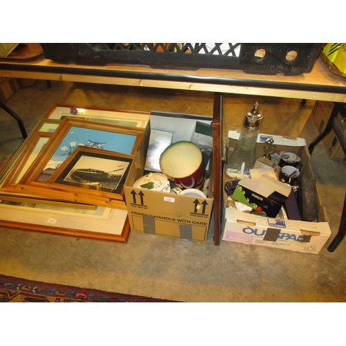 341 - Two Boxes of Decorative Items, Pictures and Mirrors