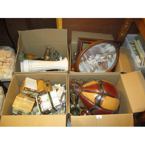 368 - Four Boxes of Lamps, Collectables and Pictures