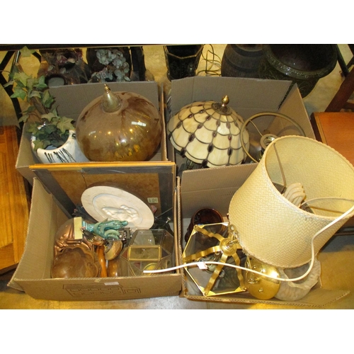 375 - Four Boxes of Lamps, Ornaments etc