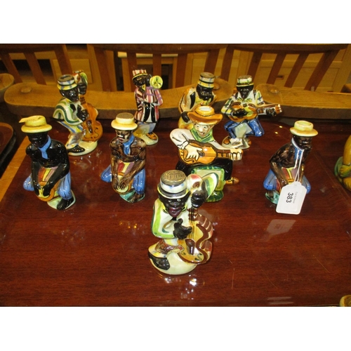 383 - Nine Drioli Band Figure Bottles