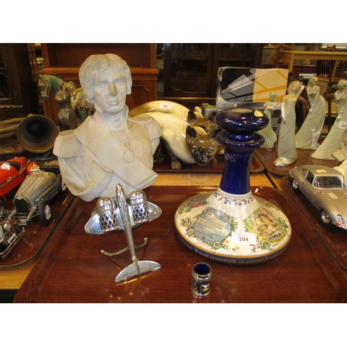 394 - Fredericks Bust of Nelson HMS Victory Decanter and a Novelty Condiment Set