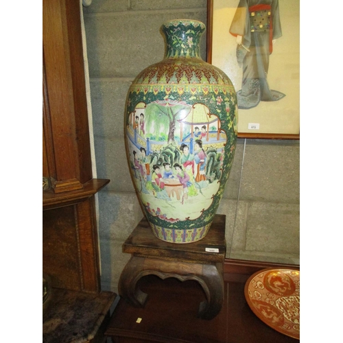 440 - Chinese Porcelain Vase Painted with Figures and Scenes, 62cm high, with a Wooden Stand