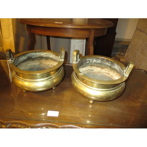 447 - Pair of Chinese Bronze Censers, 22cm diameter