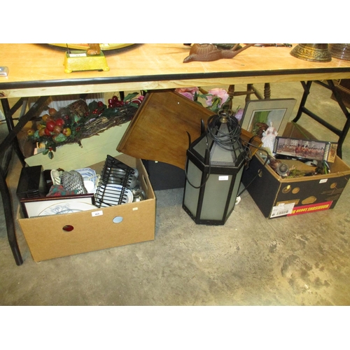 464 - Tray Table, Lantern and Boxes of Ornamental Items