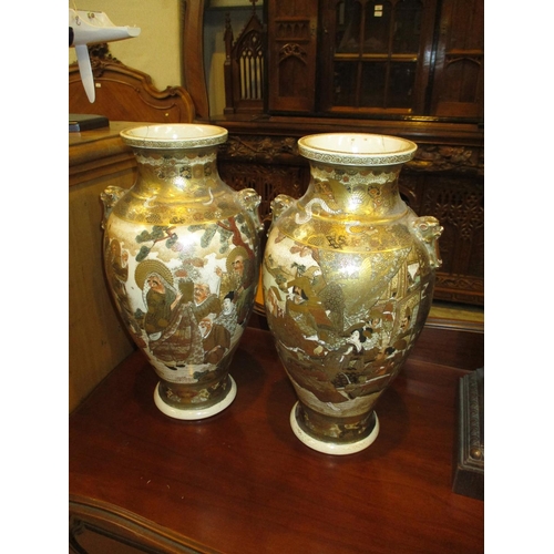 473 - Pair of Satsuma Vases, 37cm