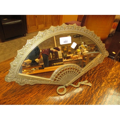 480 - Brass Frame Fan Mirror