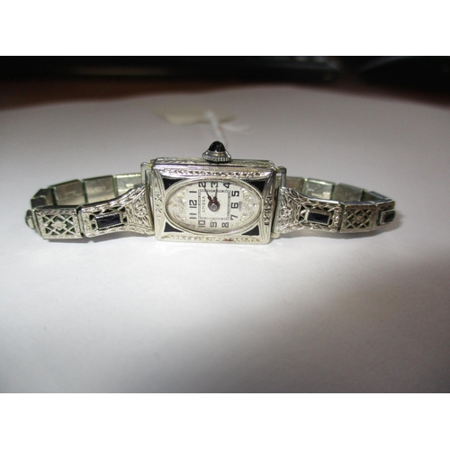 496H - 18K White Gold EMBSA Ladies Cocktail Watch on an Expanding Bracelet