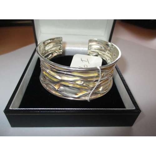 496I - Silver Stylised Cuff Bangle, 32.4g