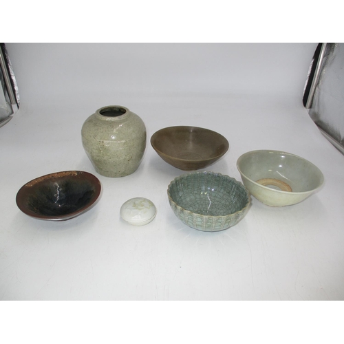 500 - Chinese Stoneware Ginger Jar Base, 4 Small Bowls and a Box