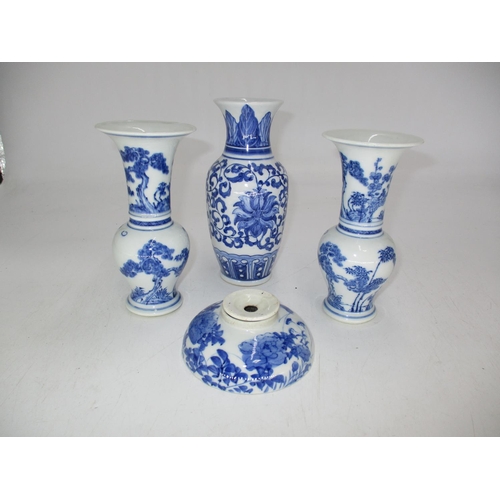 501 - Three Chinese Blue and White Porcelain Vases and an Inkwell