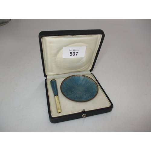 507 - Cased Enamel Ash Dish and Cigarette Holder