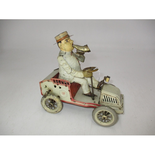 523 - Lehmanns Germany Man in a Grey Car Tin Toy, Circa 1920's