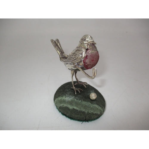 524 - Levi and Salaman Silver Pin Cushion Modelled as a Robin with Golf Club and Ball, Birmingham 1908