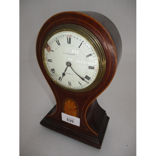 539 - Edwardian Inlaid Mahogany Balloon Case Clock