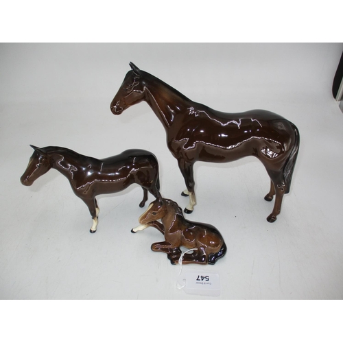 547 - Two Beswick Horses and a Foal