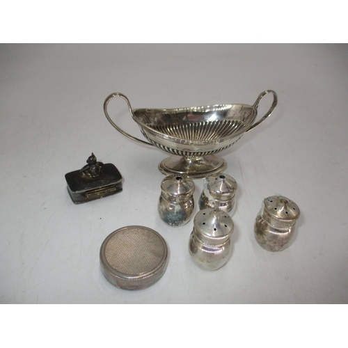 554 - Victorian Silver Salt, 2 Trinket Boxes and 4 Condiments, 148g total