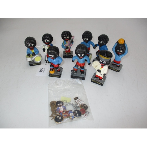 564 - Nine Robertson Figures, 5 Badges, Key Ring and Charm