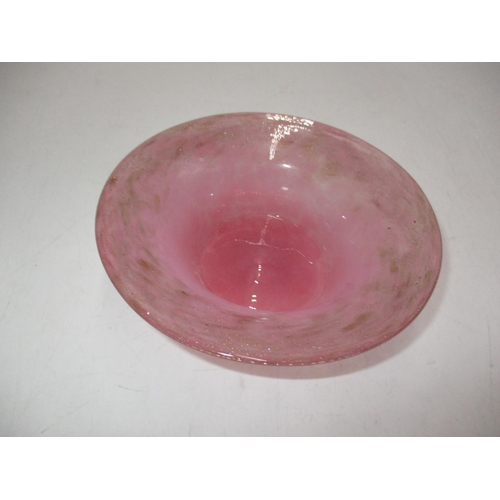 567 - Monart Pink Glass and Gold Inclusion Dish, 14.5cm diam.