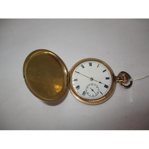 623 - Waltham Rolled Gold Traveler Pocket Watch with White Enamel Dial