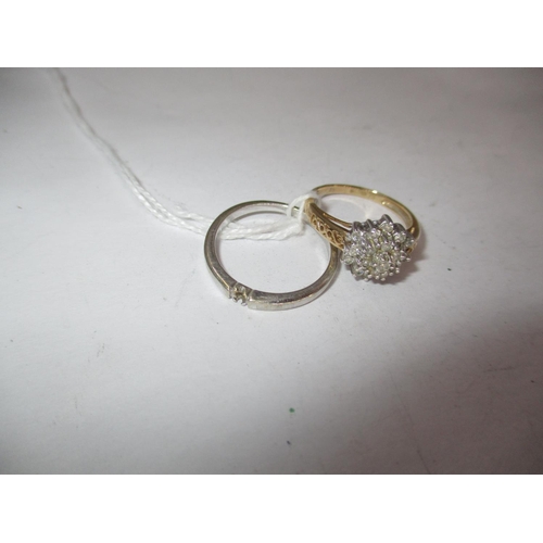 639 - 9ct Gold Cluster Ring and a 9ct White Gold Band Ring, 4.9g total (2)