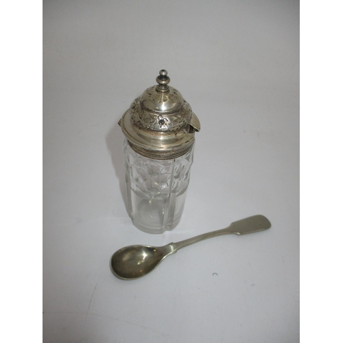 644 - Victorian Silver Mounted Cut Glass Mustard Pot by Robert Hennell