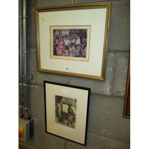 651 - Joyce Grubb Print of Kirrie Country Dance and an Etching of a Blacksmith