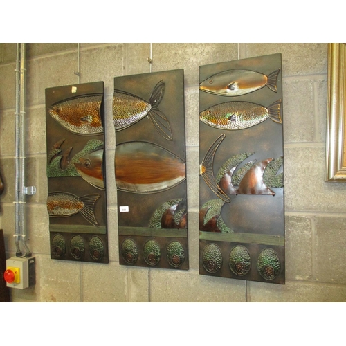 668 - Set of 3 Metal Fish Panels