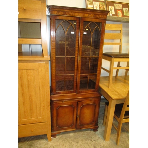 678 - Reproduction Mahogany Cabinet Bookcase, 74cm