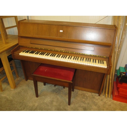 680 - Disposed - Rogers Overstrung Piano with Stool