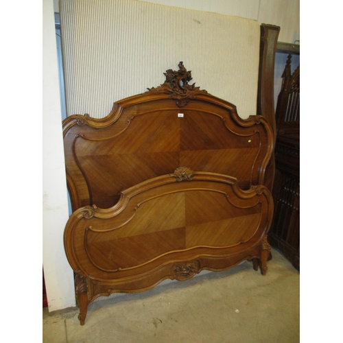 681 - French Walnut Double Bedstead with Base