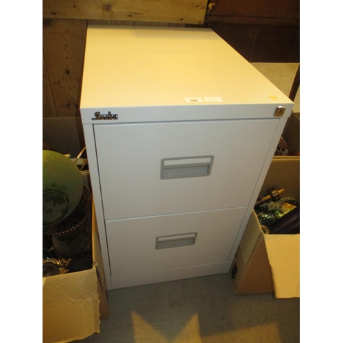 696 - Silverline 2 Drawer Filing Cabinet with Key